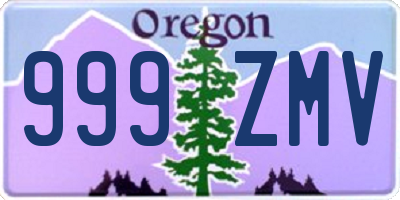 OR license plate 999ZMV