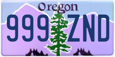 OR license plate 999ZND