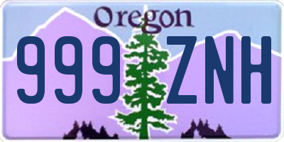 OR license plate 999ZNH