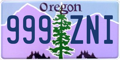 OR license plate 999ZNI