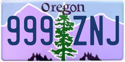 OR license plate 999ZNJ