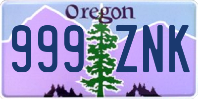 OR license plate 999ZNK