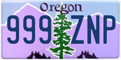 OR license plate 999ZNP