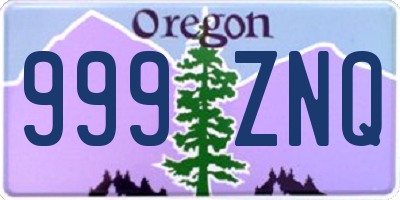 OR license plate 999ZNQ