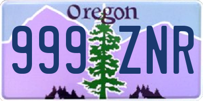 OR license plate 999ZNR