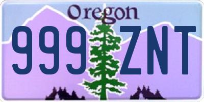 OR license plate 999ZNT