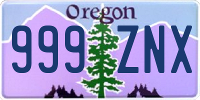 OR license plate 999ZNX