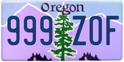 OR license plate 999ZOF