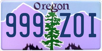 OR license plate 999ZOI