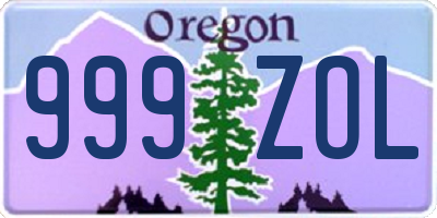 OR license plate 999ZOL