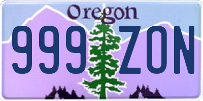 OR license plate 999ZON