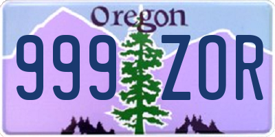 OR license plate 999ZOR