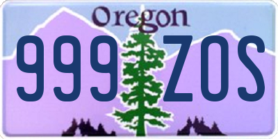 OR license plate 999ZOS