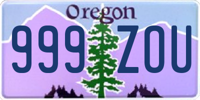 OR license plate 999ZOU