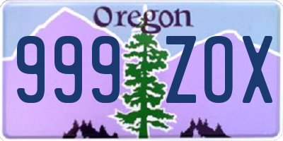 OR license plate 999ZOX