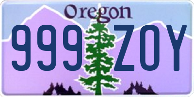 OR license plate 999ZOY