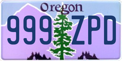 OR license plate 999ZPD