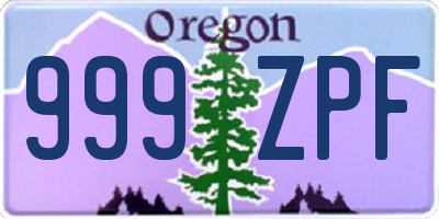 OR license plate 999ZPF