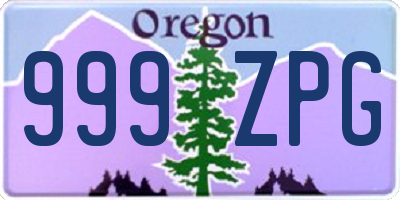 OR license plate 999ZPG