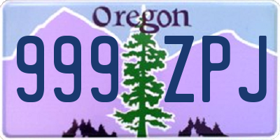 OR license plate 999ZPJ