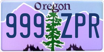 OR license plate 999ZPR