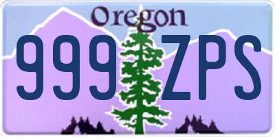 OR license plate 999ZPS