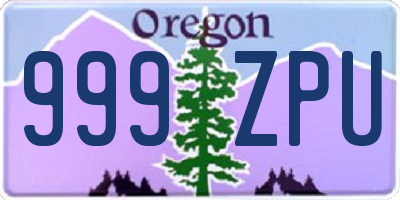 OR license plate 999ZPU