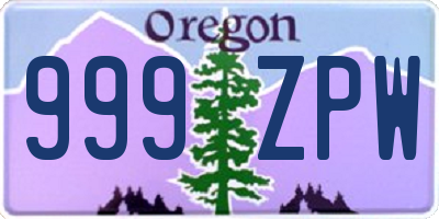 OR license plate 999ZPW