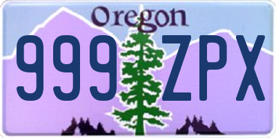 OR license plate 999ZPX