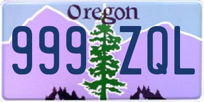 OR license plate 999ZQL