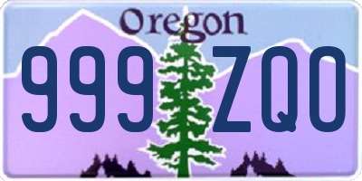 OR license plate 999ZQO