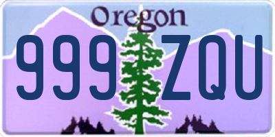 OR license plate 999ZQU