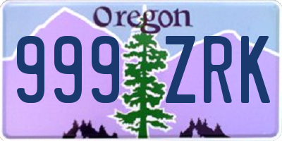 OR license plate 999ZRK