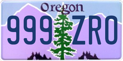 OR license plate 999ZRO