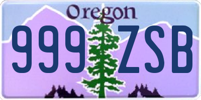 OR license plate 999ZSB