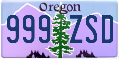 OR license plate 999ZSD