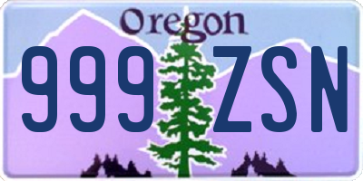 OR license plate 999ZSN