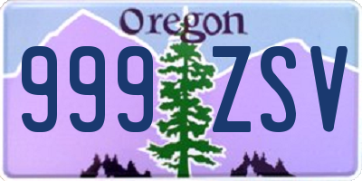 OR license plate 999ZSV