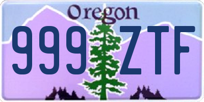 OR license plate 999ZTF