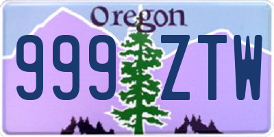 OR license plate 999ZTW