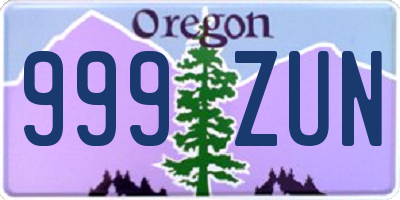 OR license plate 999ZUN