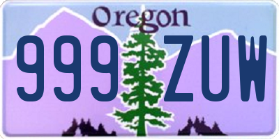 OR license plate 999ZUW