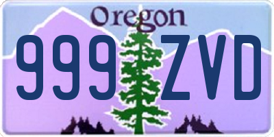 OR license plate 999ZVD