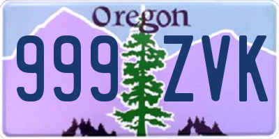 OR license plate 999ZVK