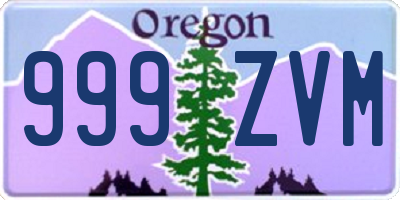 OR license plate 999ZVM