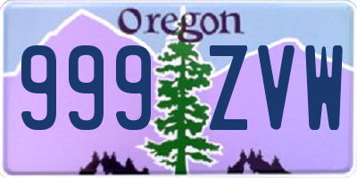 OR license plate 999ZVW