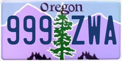 OR license plate 999ZWA