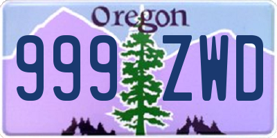 OR license plate 999ZWD