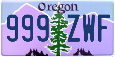 OR license plate 999ZWF