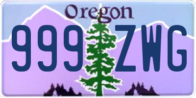 OR license plate 999ZWG